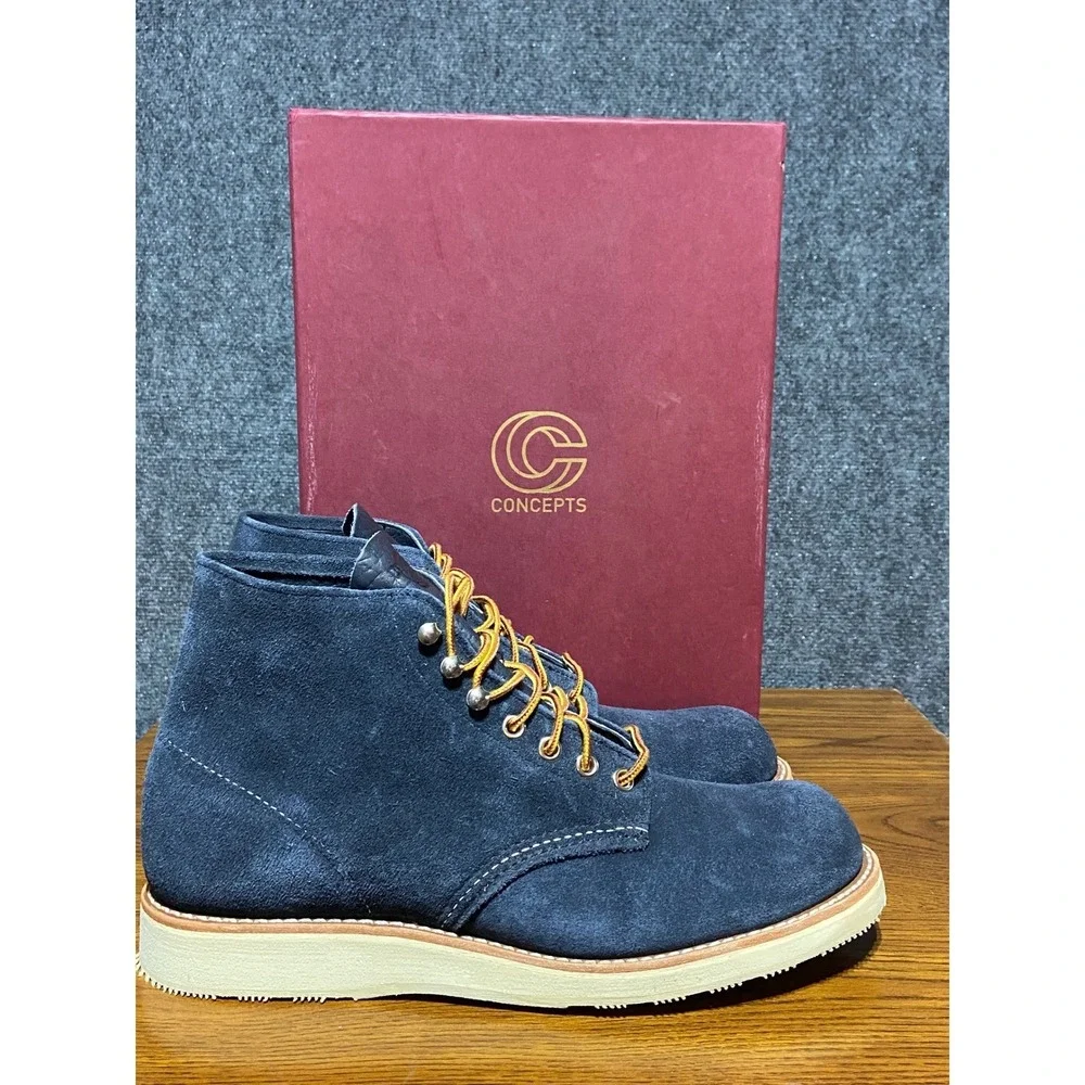 NEW 2013 Red wing x Concepts Plain Toe Boot 8821 Mens 9D Blue Suede Lace Up RARE